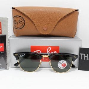 RAYBAN 3016 901/58 BLACK/GOLD POLARIZED CLUBMASTER